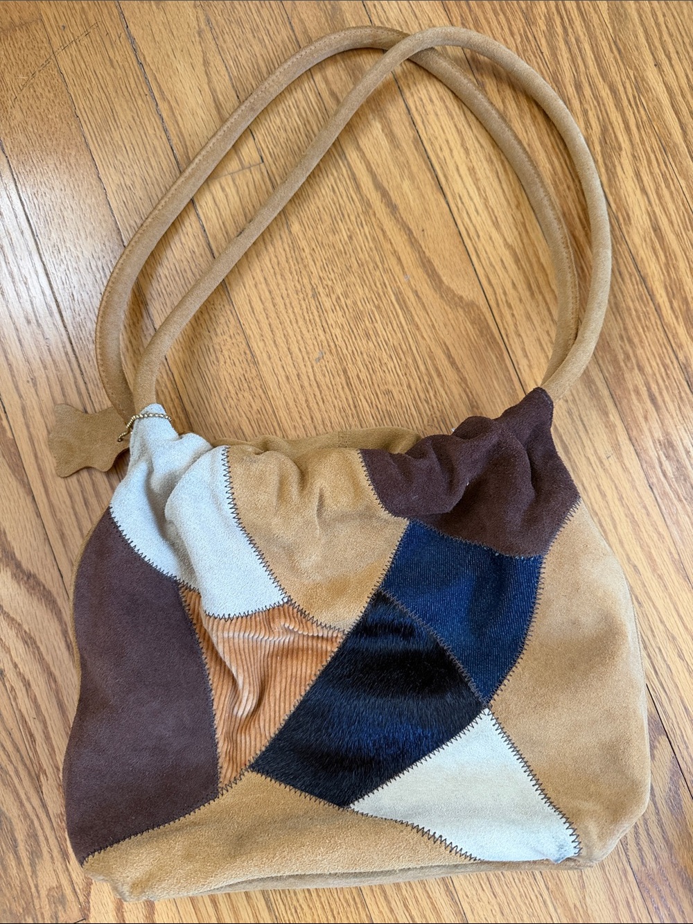 Vintage Valerie Stevens Leather Patchwork Bag Purse Brown